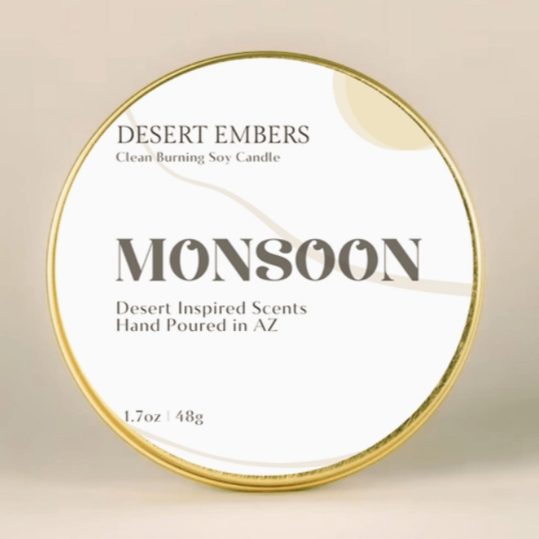 Monsoon Scented Gold Tin Candle - Travel Size - vibeboxshop