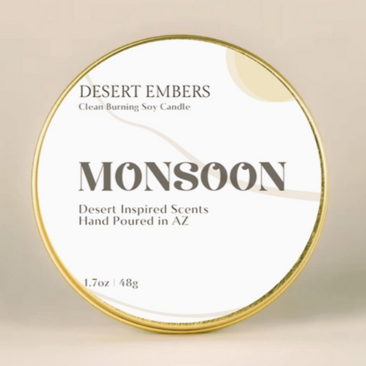 Monsoon Scented Gold Tin Candle - Travel Size - vibeboxshop
