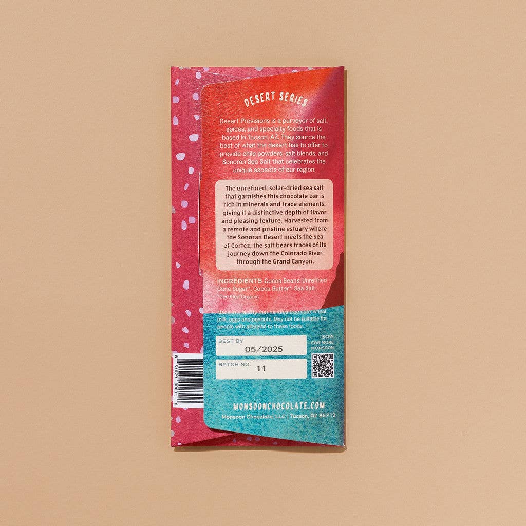 Monsoon Sonoran Sea Salt 40% Milk Chocolate, 50g - vibeboxshop