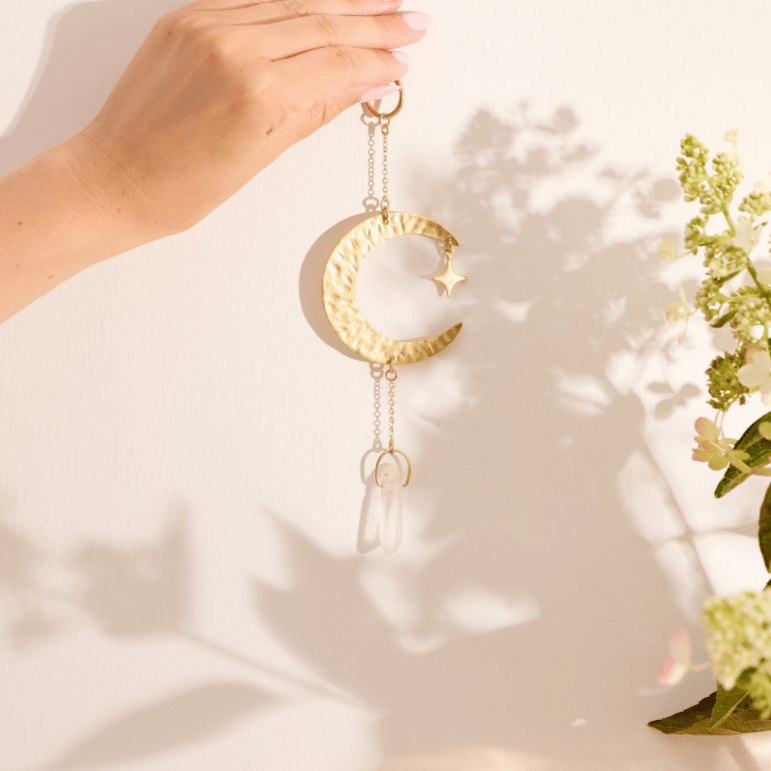 Moonglow Clear Quartz Wall Charm - vibeboxshop