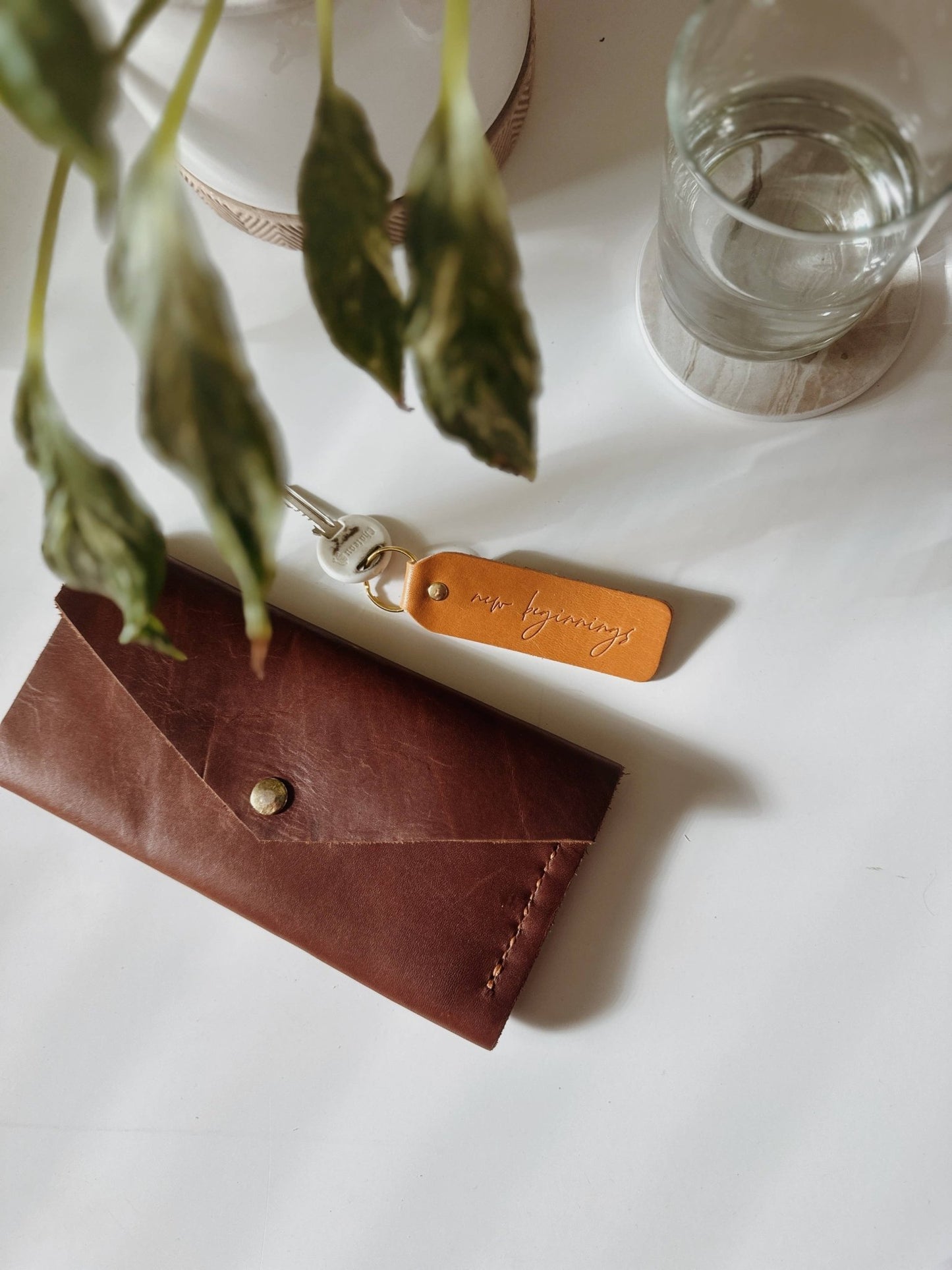 “New Beginnings" Script Keychain - vibeboxshop