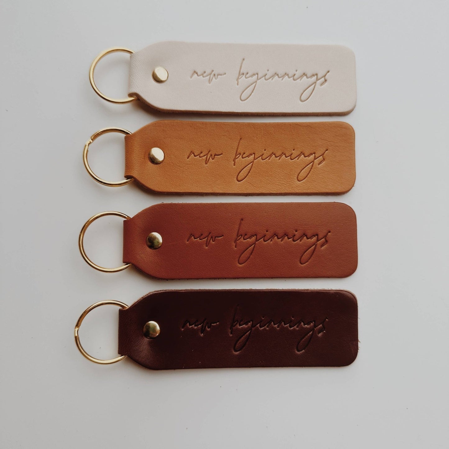 “New Beginnings" Script Keychain - vibeboxshop