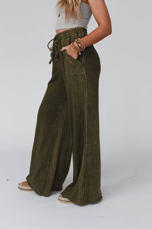New Olive Wide Leg Pant - vibeboxshop