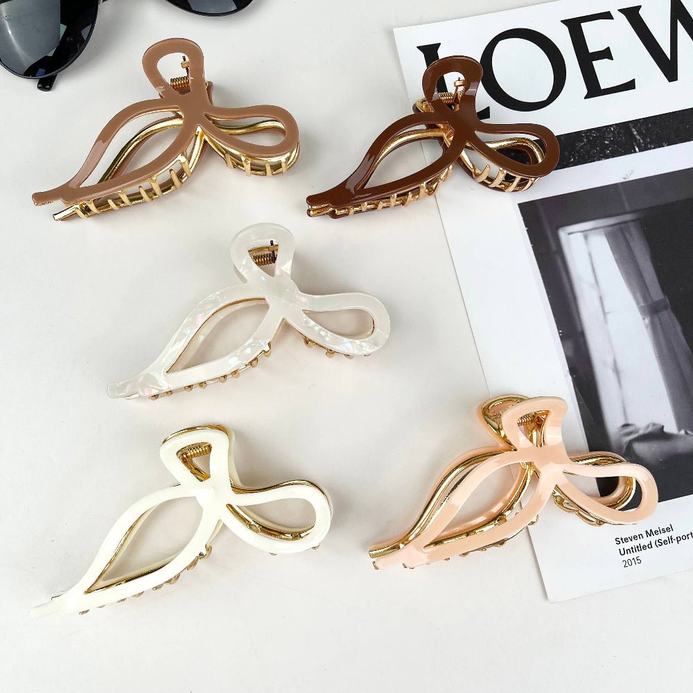 Oversized Neutral Bow Clips - vibeboxshop