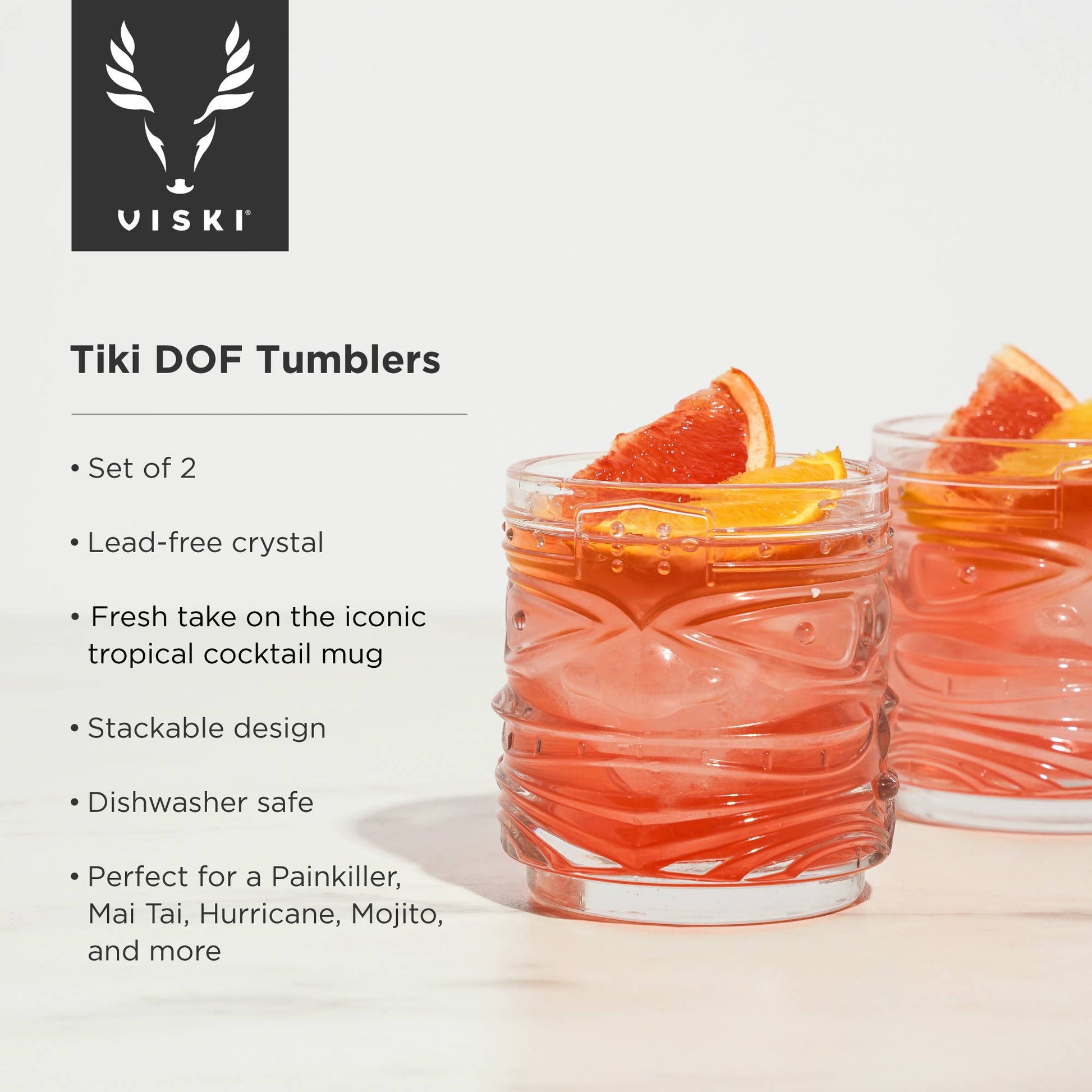 Pacific™ Stackable Crystal Tiki Cocktail Glasses - Set of 2 - vibeboxshop