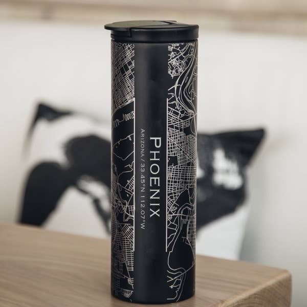 Phoenix AZ Map Tumbler in Matte Black - vibeboxshop