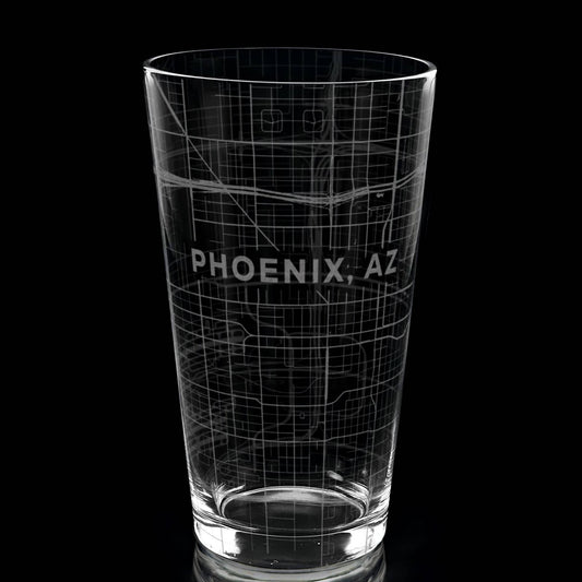 Phoenix, AZ Street Map Pint Glass - vibeboxshop
