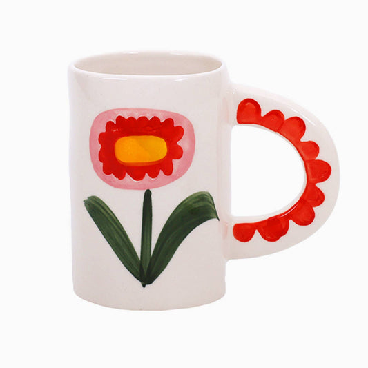 Red Floral Mug | Hand Painted - vibeboxshop