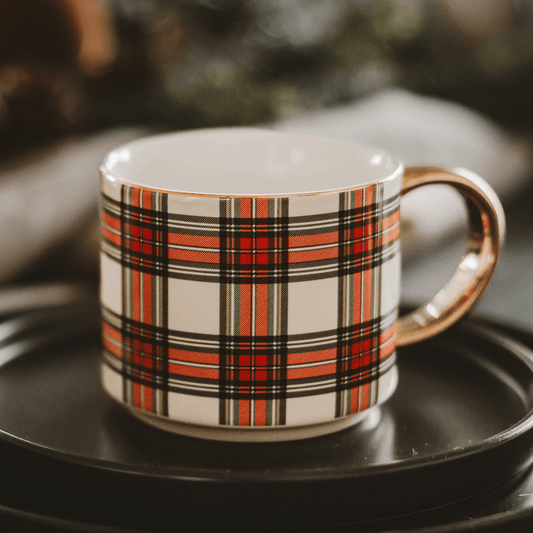 Red & White Plaid Mug - vibeboxshop