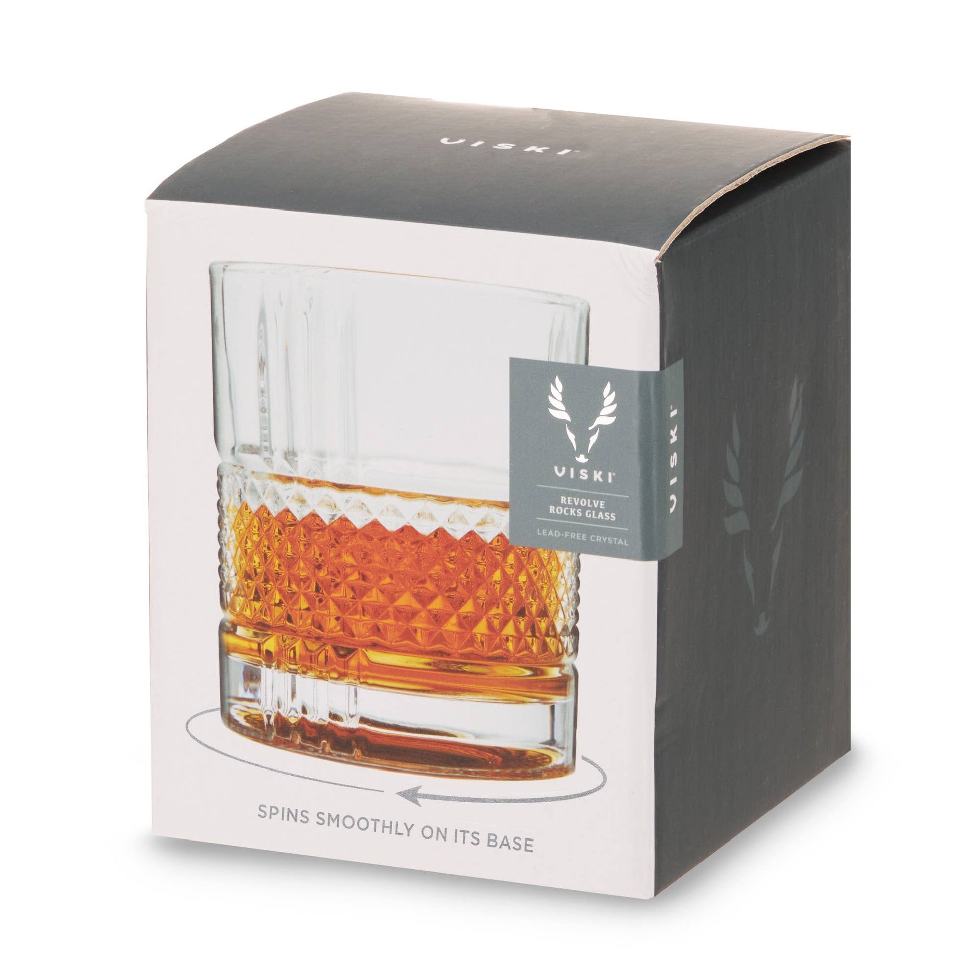 Revolve Crystal Spinning Scotch Rocks Glass - vibeboxshop
