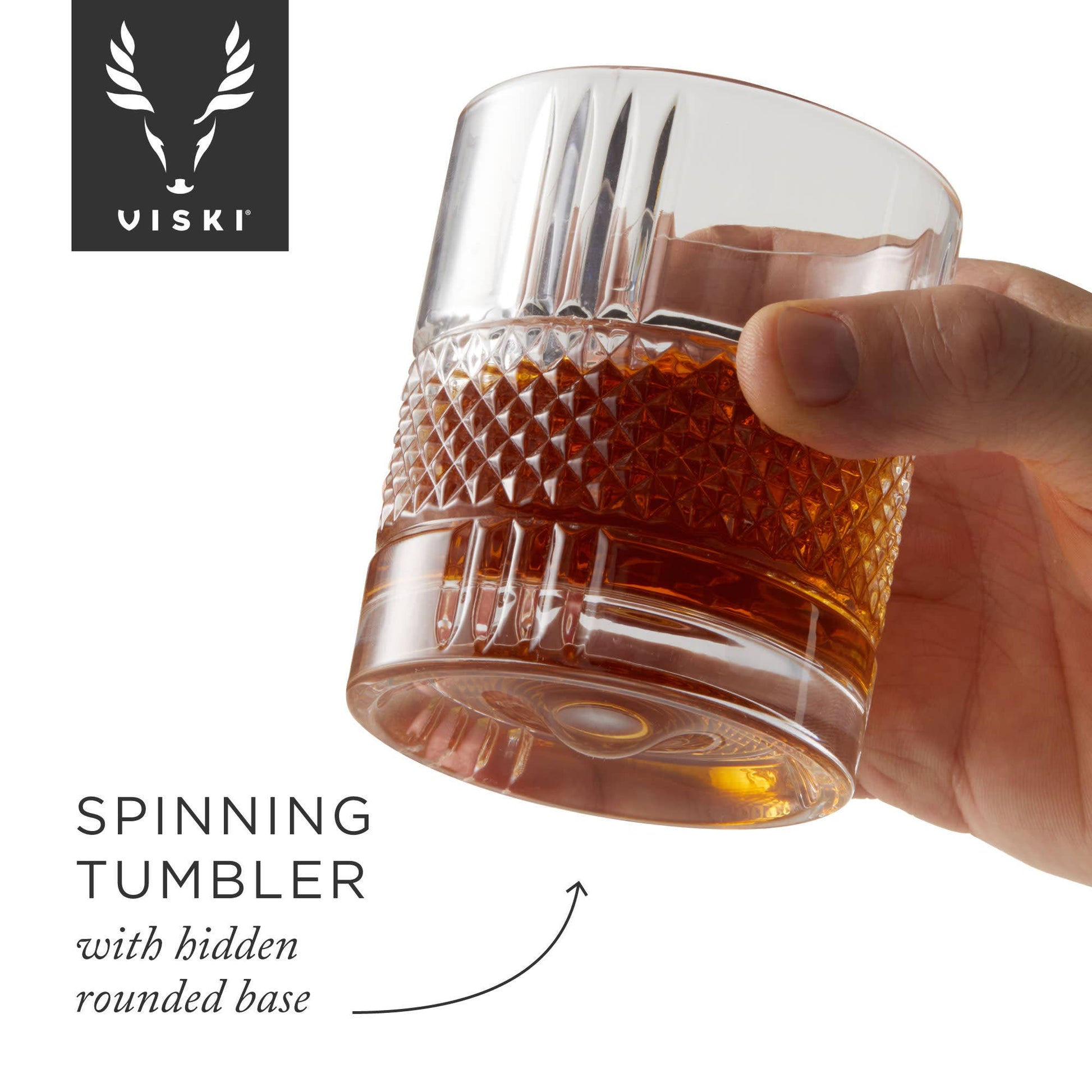 Revolve Crystal Spinning Scotch Rocks Glass - vibeboxshop