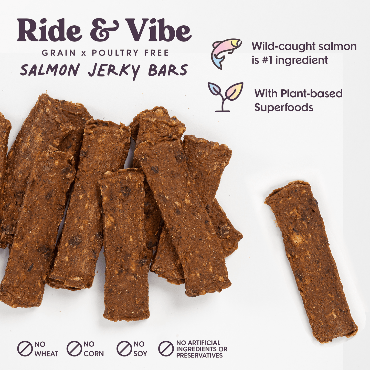 Ride & Vibe Salmon Superfood Jerky Bars for Dogs 5oz - vibeboxshop