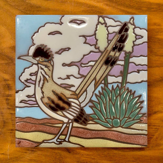 Roadrunner Hand Glazed Art Tile Trivet - vibeboxshop