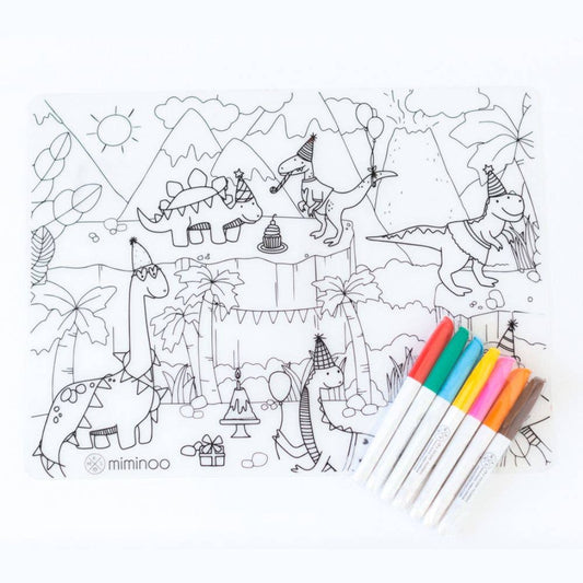 Silicone Reusable Coloring Mat - Dinos Party - vibeboxshop
