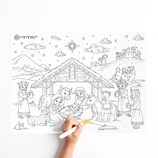 Silicone Reusable Coloring Mat Gift Set | Nativity - vibeboxshop