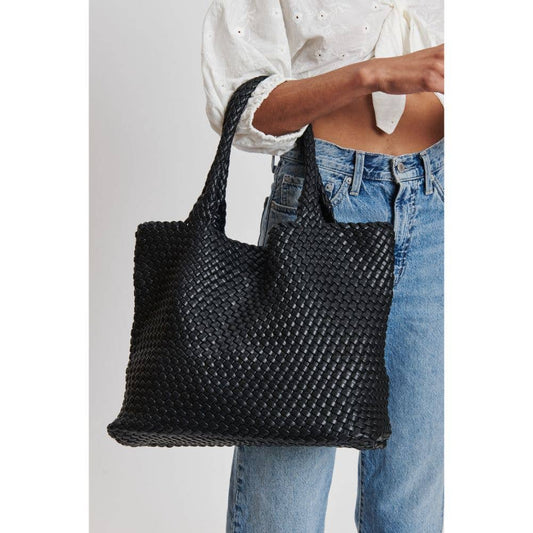 Solana Woven Vegan Leather Tote - vibeboxshop