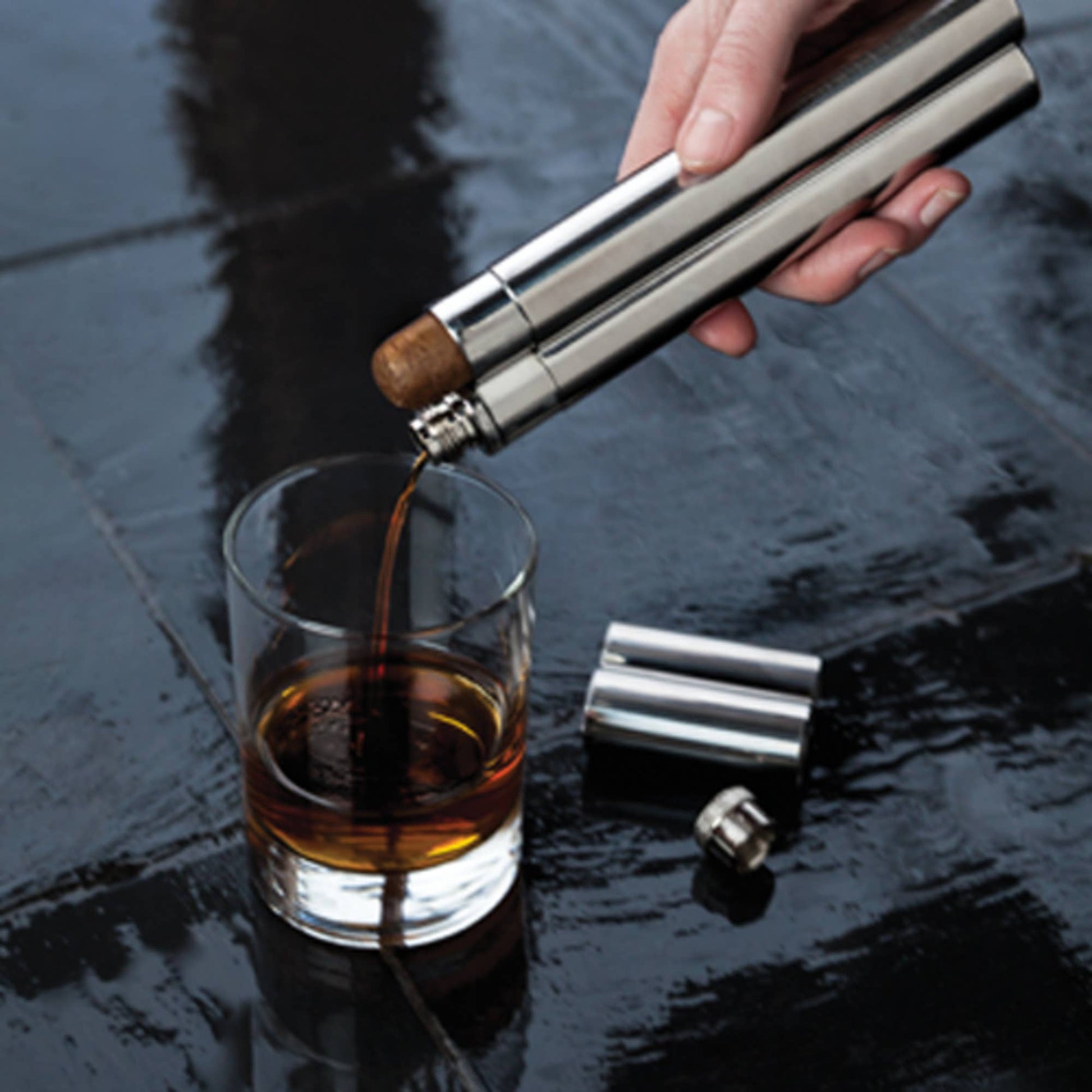 Stainless Steel Cigar Holder and Flask Combo - vibeboxshop