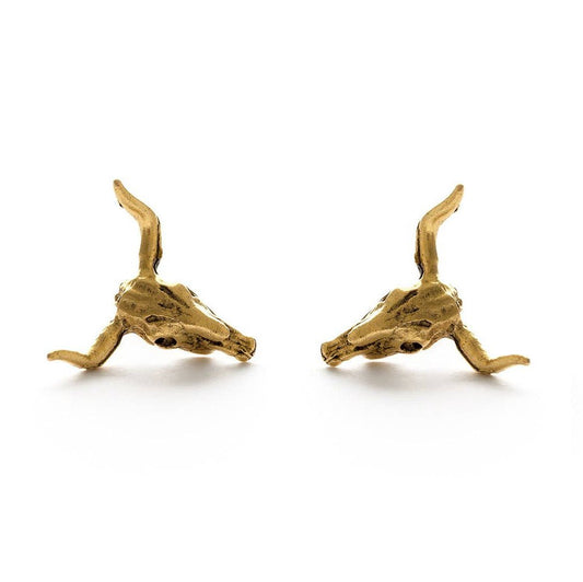 Steer Skull Stud Earrings - vibeboxshop