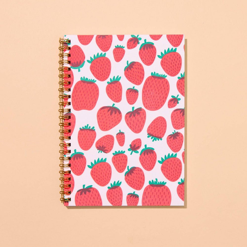 Strawberry Letterpress Spiral Notebook - vibeboxshop