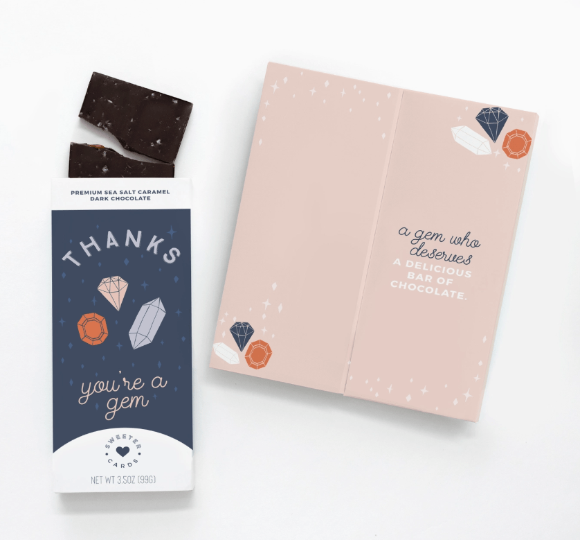 Thanks You're a Gem Card with Chocolate - vibeboxshop