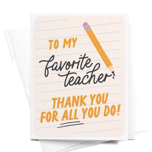 To My Favorite Teacher Greeting Card - vibeboxshop