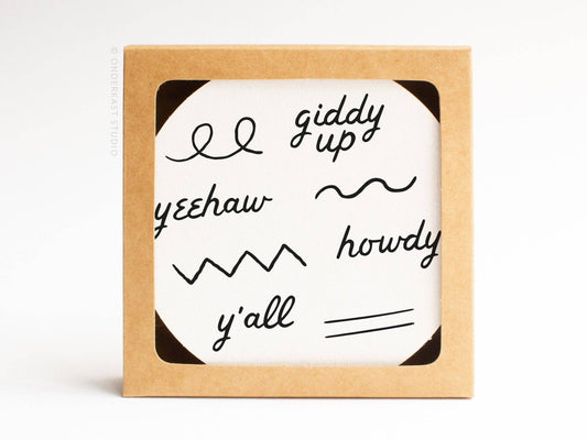 Western Words Letterpress Coaster Set - vibeboxshop