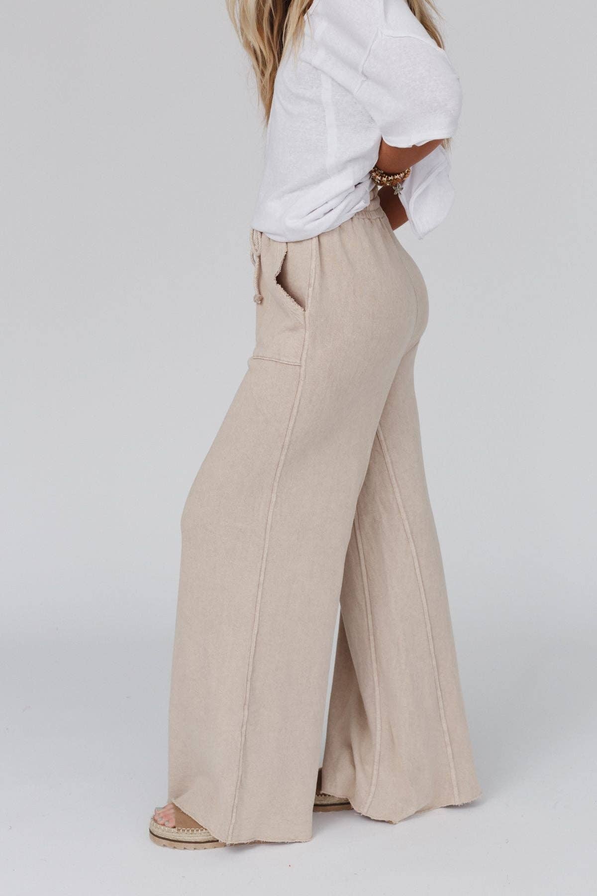 Wide Leg Pant - New Taupe - vibeboxshop