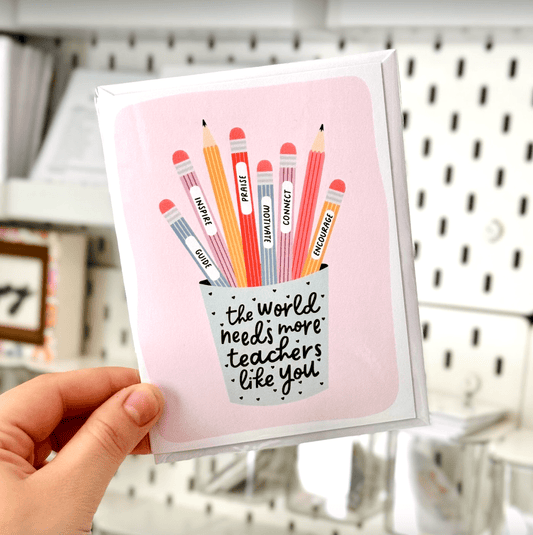World Needs More Teachers Card - vibeboxshop