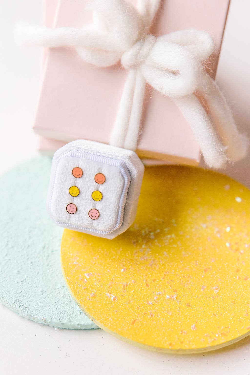 Yellow Smiley Stud Earrings - vibeboxshop