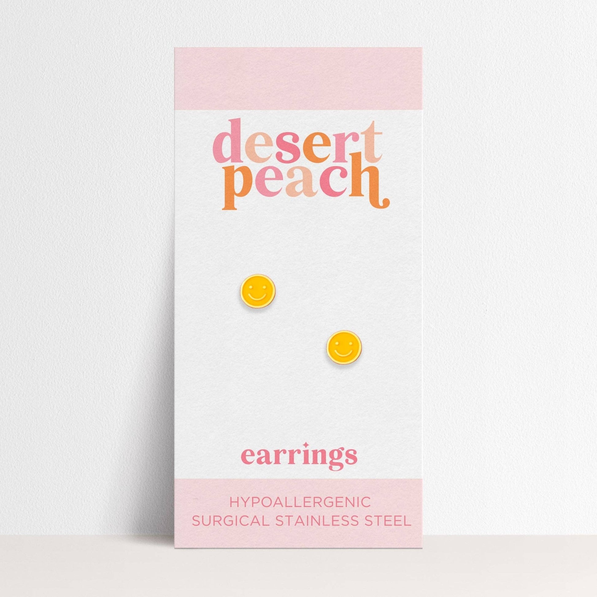 Yellow Smiley Stud Earrings - vibeboxshop