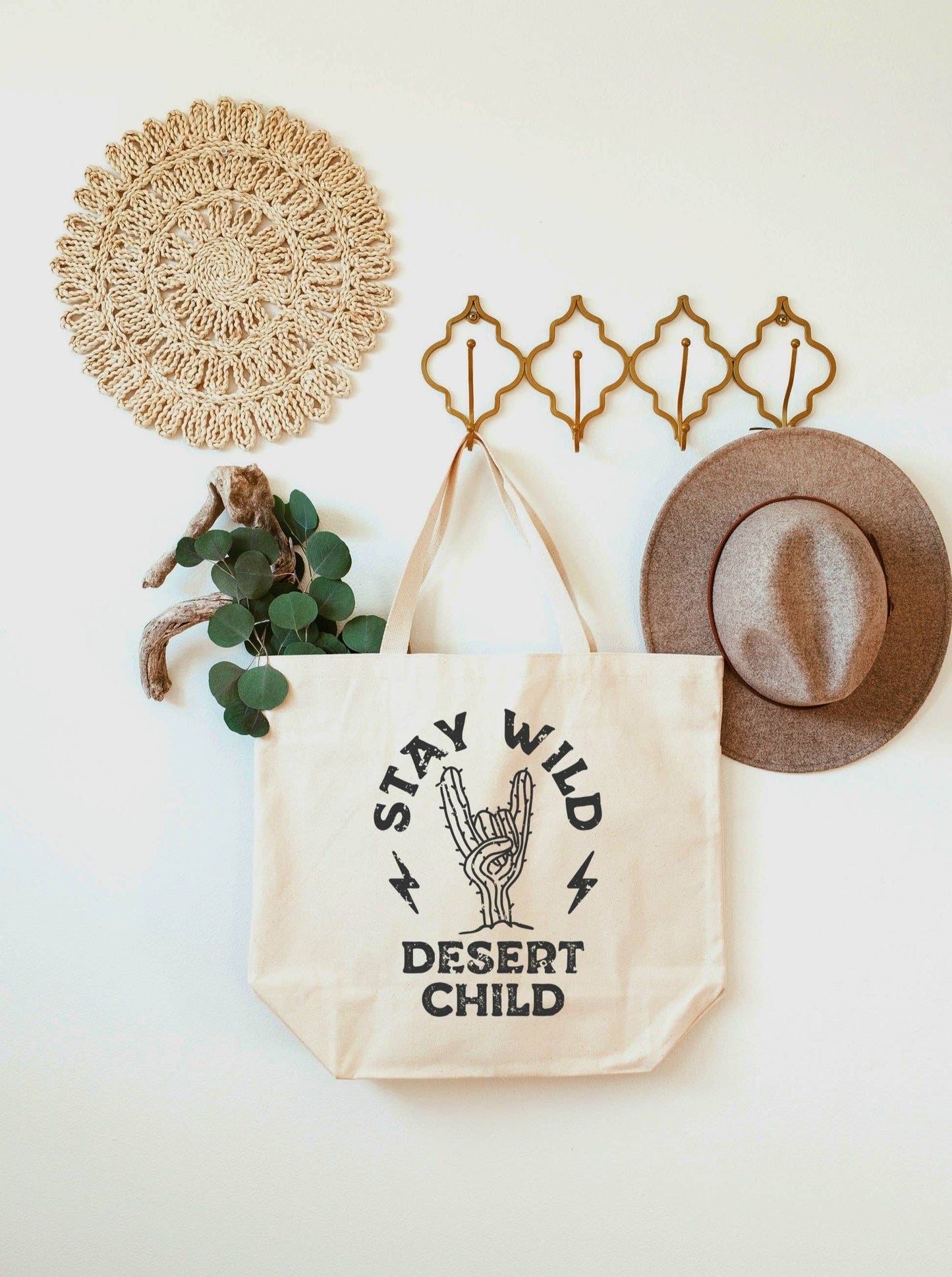 Stay Wild Desert Child Cactus XL Tote Bag