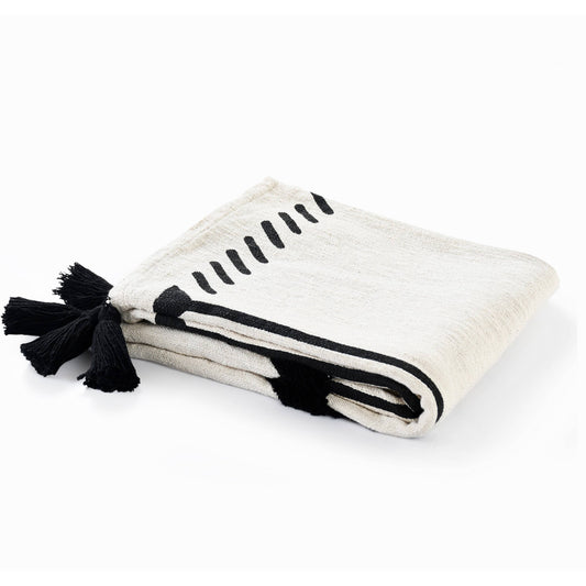 B&W Modern Boho Cotton Throw Blanket