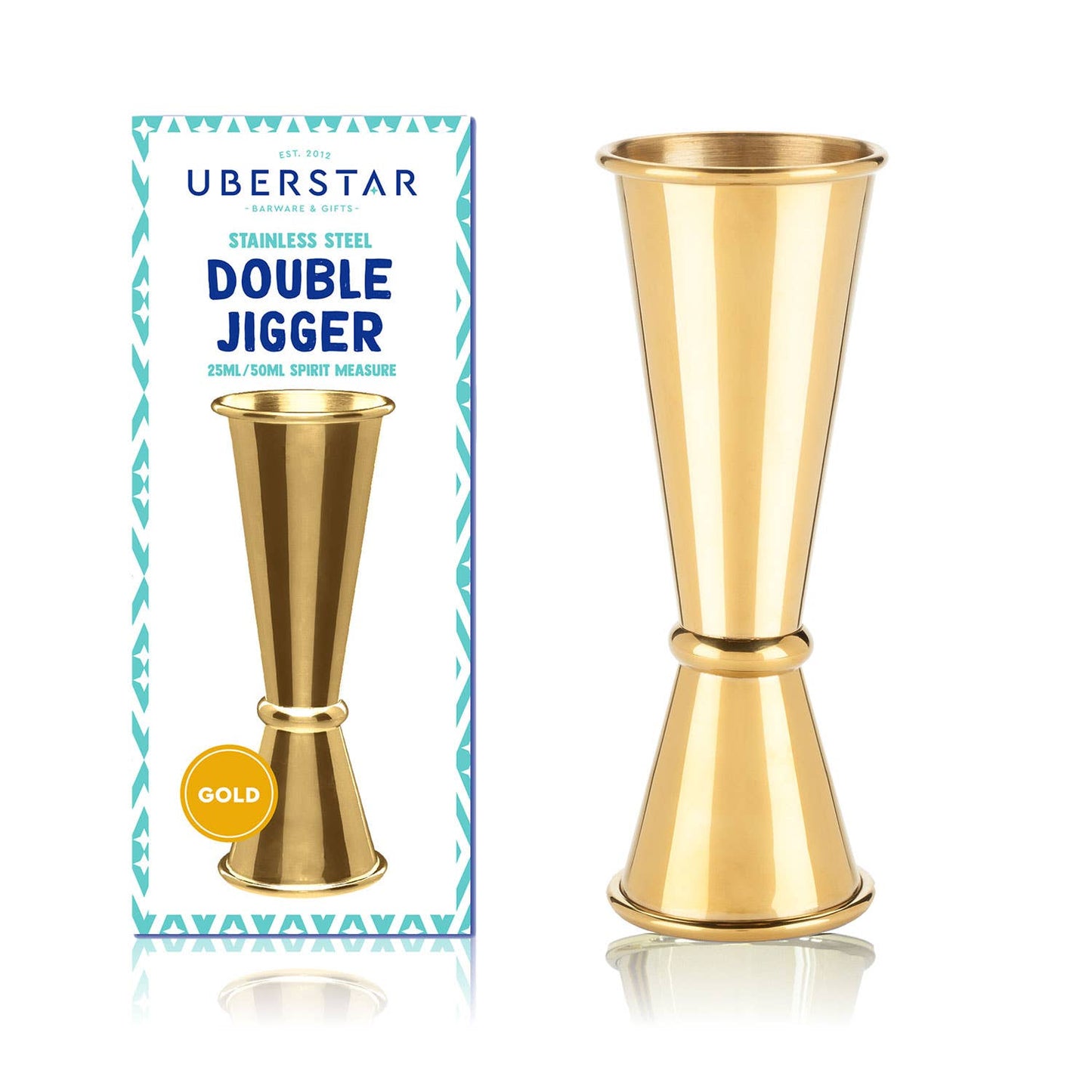 Double Jigger Stainless Spirit Measure 25ml/50ml - Gold
