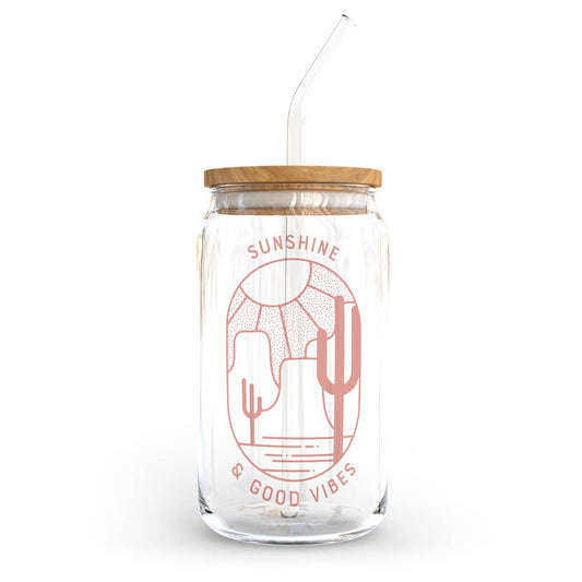 Sunshine & Good Vibes Glass Cup With Straw