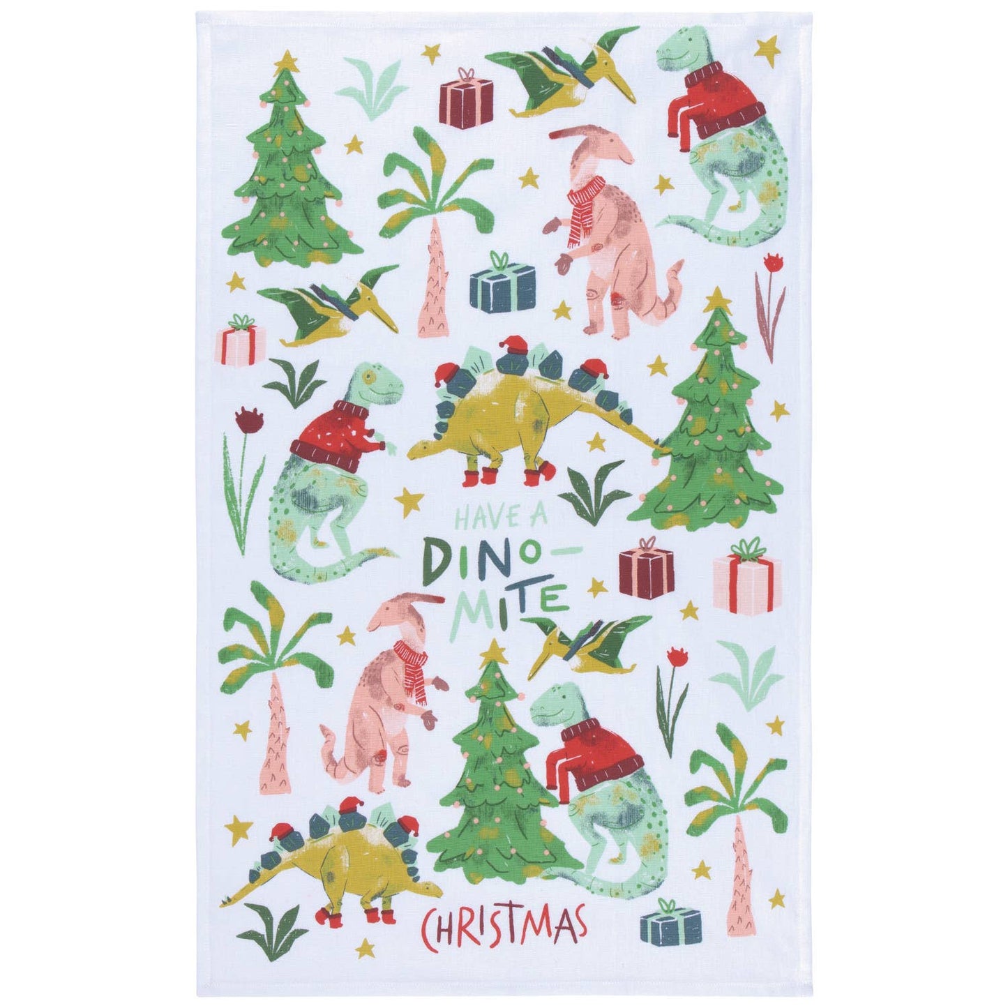 Dino-Mite Christmas Dishtowel