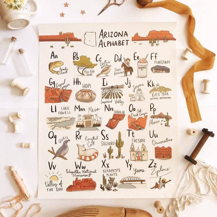 Arizona Alphabet 16x20 Poster: Flat - vibeboxshop