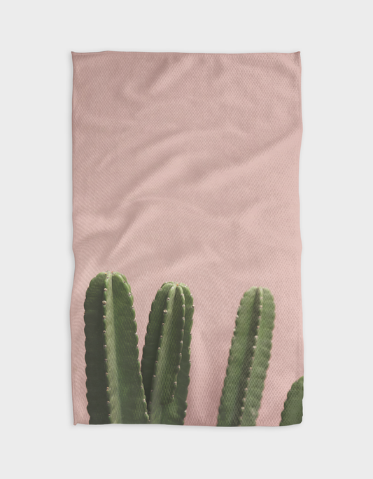 Geometry Pink Cactus Kitchen Tea Towel