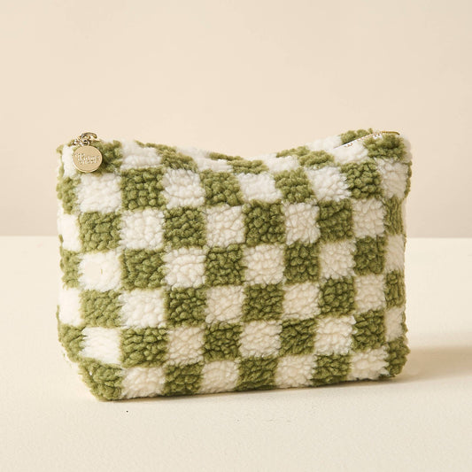 Green Checkered Teddy Pouch - vibeboxshop