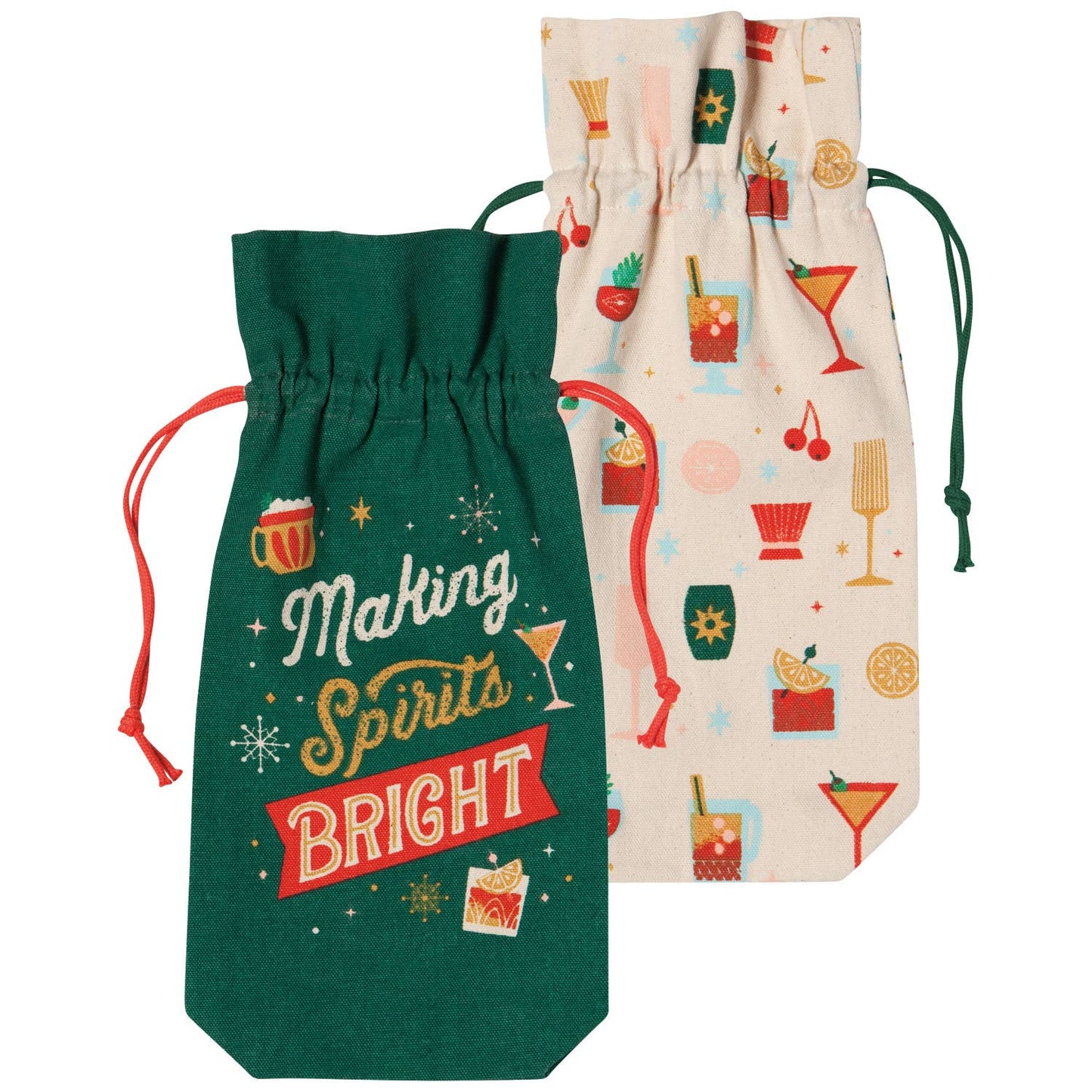 Spirits Bright Christmas Wine Bags Set of 2 - vibeboxshop